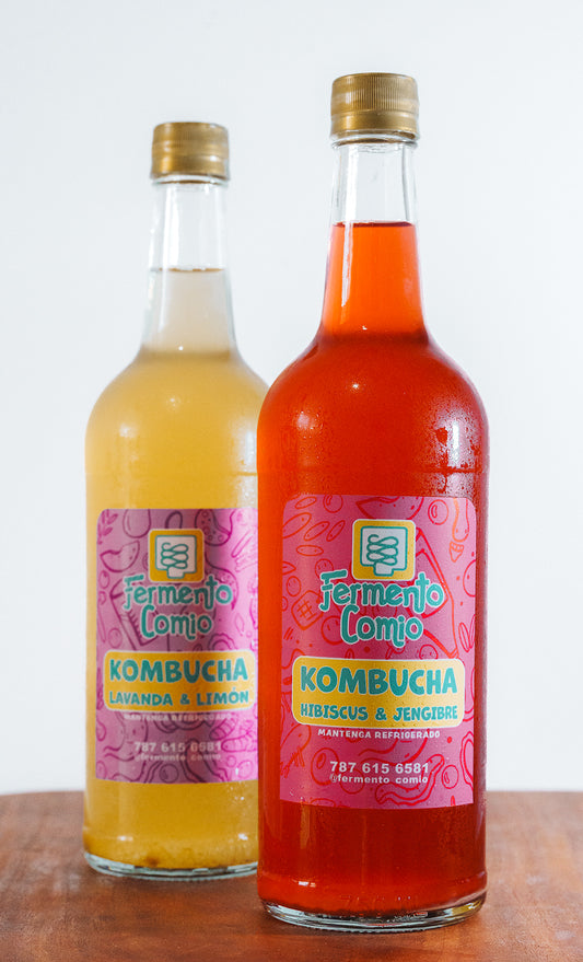 Fermento Comio Kombucha Hibiscus Gengibre y Lavanda Limon